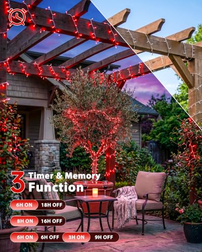 33FT 100 LED Red Christmas Valentine's Day Twinkle String Lights (33 Foot)