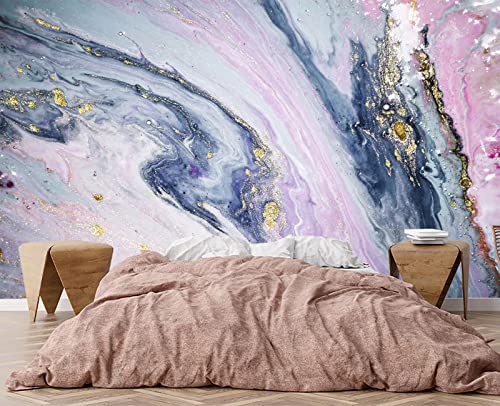 Gilding Marble Pink wall Mural Wallpaper for Bedroom 137" x 100" (95.12 Sq Ft)