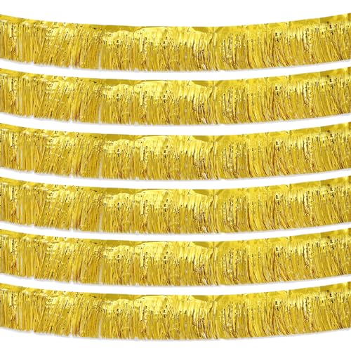 Gold Foil Fringe Garland 10FT 6packs for Parade Float Decorations (6 Count)
