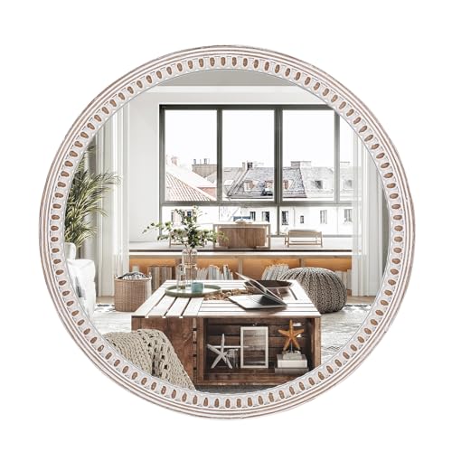 24 Inch Round Wood Mirror