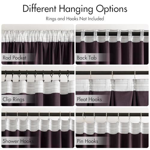Dark Purple Velvet Pinch Pleat Blackout Curtains W52 X L90 Inches (2 Count)