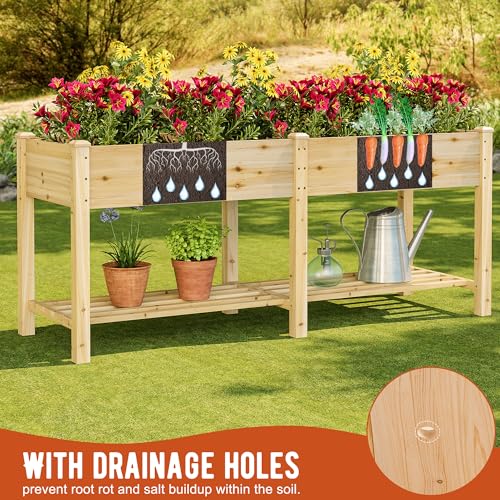 Raised Garden Bed with Legs Elevated Wood Planter Box for Planting Vegetables Flowers Garden Patio Balcony Garden beds Outdoor with Liner