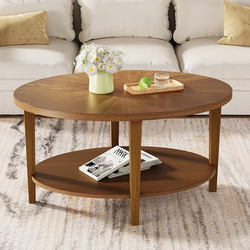 Solid Wood Oval Coffee Table for Living Room