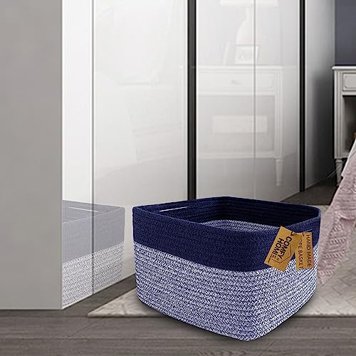 Cotton Rope Woven Basket with Handles for Shelves