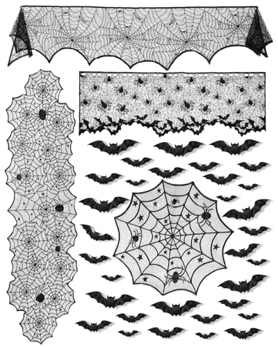 5 Pack Halloween Decorations Indoor Halloween Spider Web Tablecloth