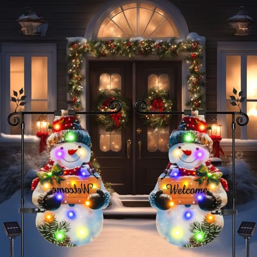 12x18 Lighted Christmas Snowman Garden Flag