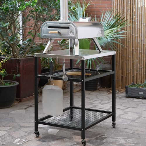 Stainless Steel Grill Cart with Cover Pizza Oven Stand with Water