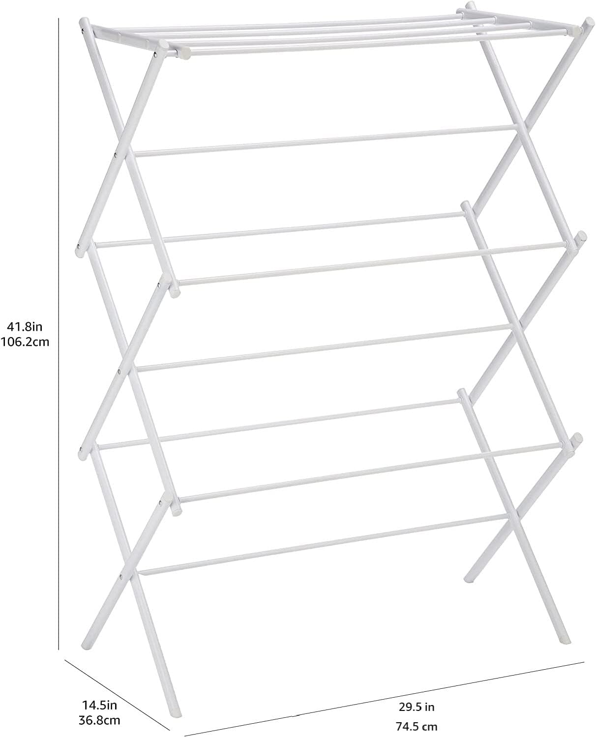 Amazon Basics Foldable Portable Laundry Rack for Air Drying Clothing, Indoor Outdoor Use - 14.5" D x 29.5" W x 41.8" H, White - NestledHome