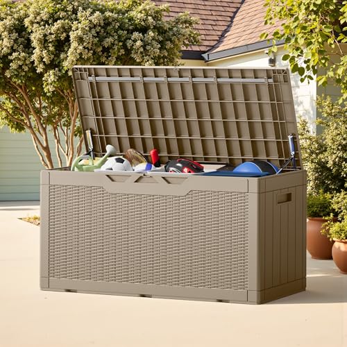 Outdoor Storage Box 100 Gallon Storage Bin with Lid for Patio Furniture