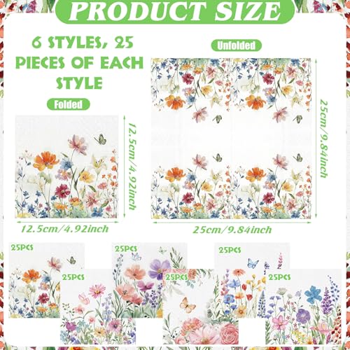 150 Pcs Wildflower Floral Paper Napkins (150 Count)