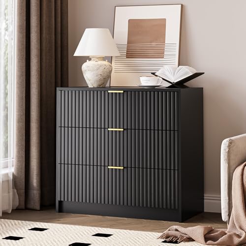 Black Fluted Dresser for Bedroom