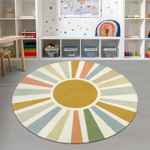 Boho Sun Round Area Rug for Living Room