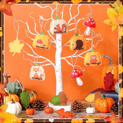 12 Pcs Fall Felt Ornaments Thanksgiving 3D Hanging Tree Decor (12 Count)