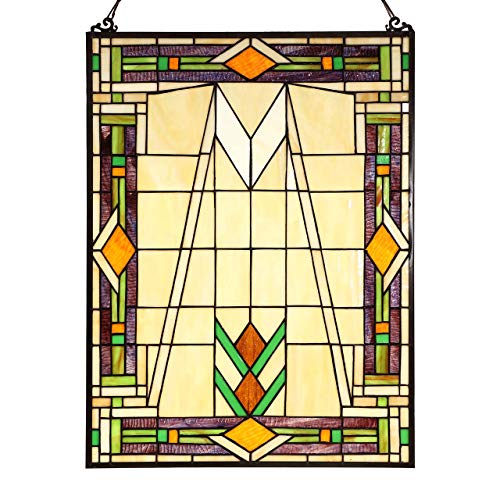 W10029 Mission Tiffany Style Stained Glass Window Panel