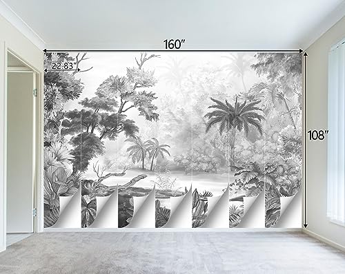Grey Tropical Rainforest Plant wallpeper Living Room Bedroom Jungle Botanical wall Mural