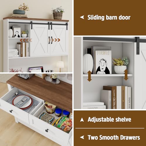 67.7 Inch Farmhouse Pantry Storage Cabinet with Sliding Barn Doors
