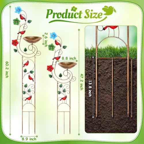 Metal Bird Bath with Trellis for Outside