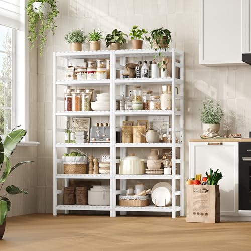 6 Tier Bamboo Shelf with Adjustable Shelves