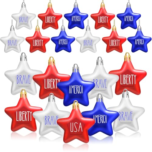 24 Pcs 4th of July Patriotic Tree Ornaments (10 Count)
