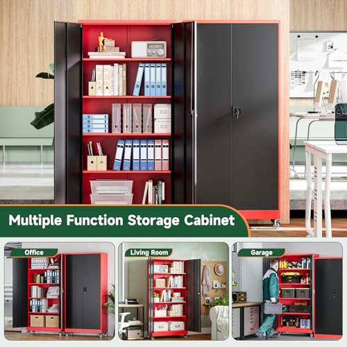 Metal Garage Storage Cabinets with Lock Door and Adjustable Shelves