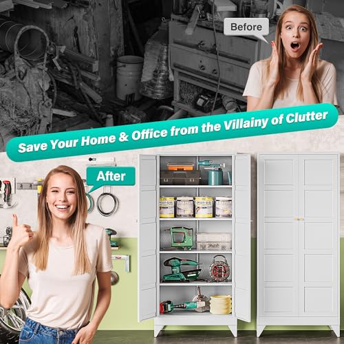 Pantry Storages Cabinet with 2 Doors and 5 Shelves