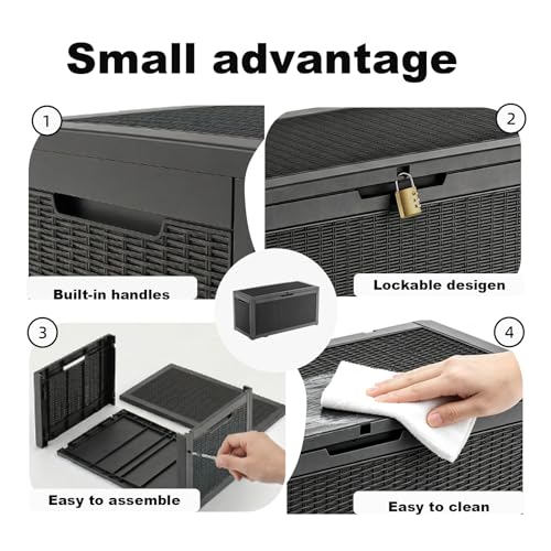 100 Gallon Deck Box Lockable Waterproof Outdoor Storage Black