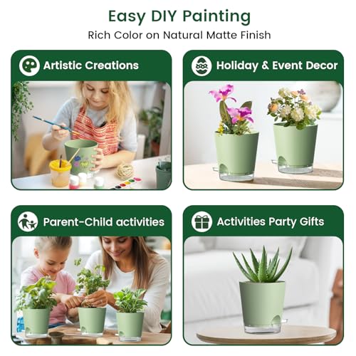 4 inch Self Watering Pots for Indoor Plants (5 Count)