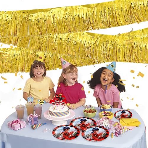Gold Foil Fringe Garland 10FT 2packs for Parade Float Decorations (20 Foot)