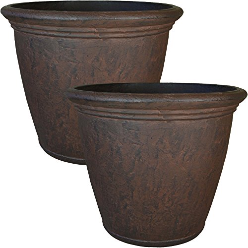 Sunnydaze Anjelica 15.25'' Large Plastic Planter Pot for Plants (2 Count)