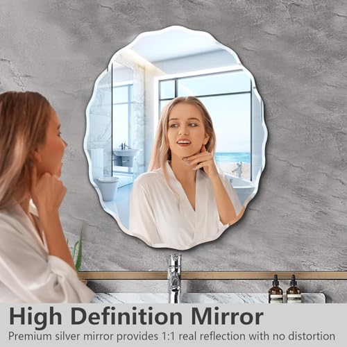 24x30 Inch Frameless Oval Wall Mirror for Bathroom Sink