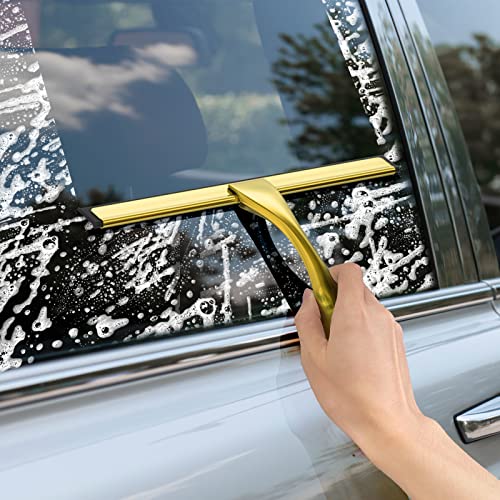 All Purpose Stainless Steel Shower Squeegee for Shower Doors with 2 Adhesive Hooks