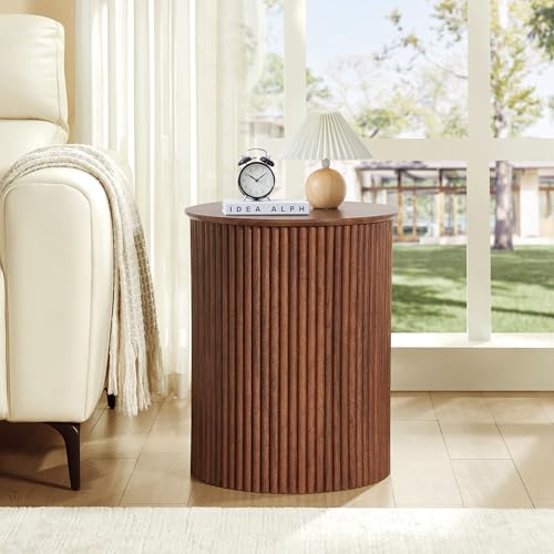 Fluted Round Side Table Small Circle End Table