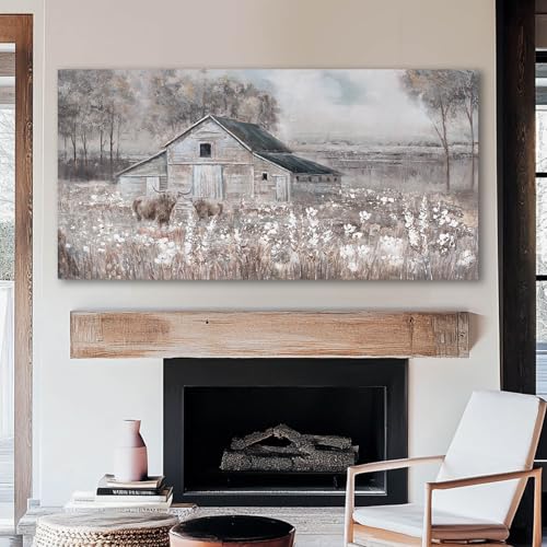 Landscape Canvas Wall Art Animal Photo Prints White and Brown Wall Hanging Decor 24"x48" Decorations for Bedroom Office Art