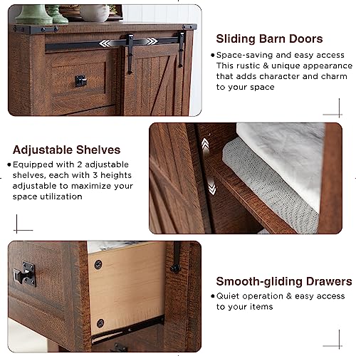 5 Drawers Dresser with Sliding Barn Doors