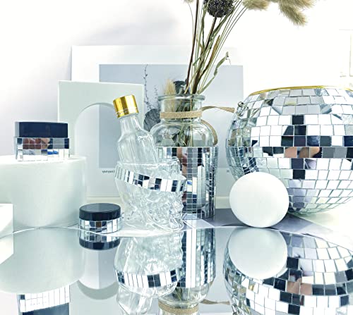 REDODEDO Real Glass Silver Mirrors Mosaic Tiles Sticker for Craft Square Glass Tiles Self Adhesive