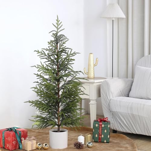 4FT 1Pcs Artificial Norfolk Pine Potted Christmas Tree for Front Door Decor