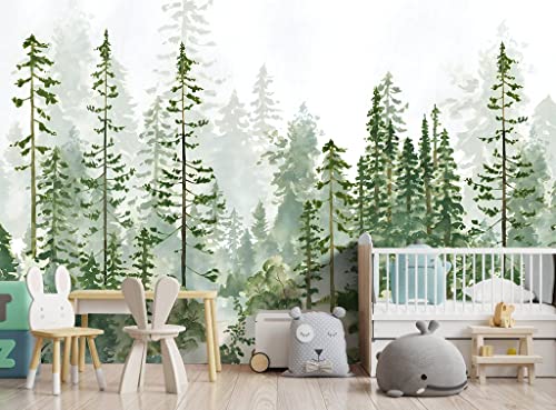 Boys or Girls Cartoon Pine Tree Forest wallpeper Nursery Kids Bedroom wall Mural