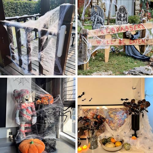 600 sqft Spider Web Halloween Decorations With 20 Fake Spiders