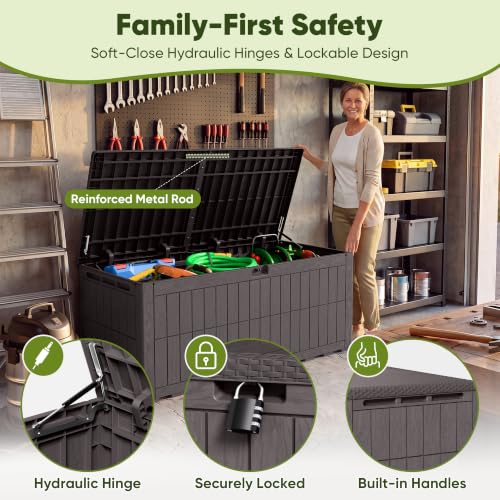 185 Gallon Deck Box Resin Outdoor Storage Box Waterproof