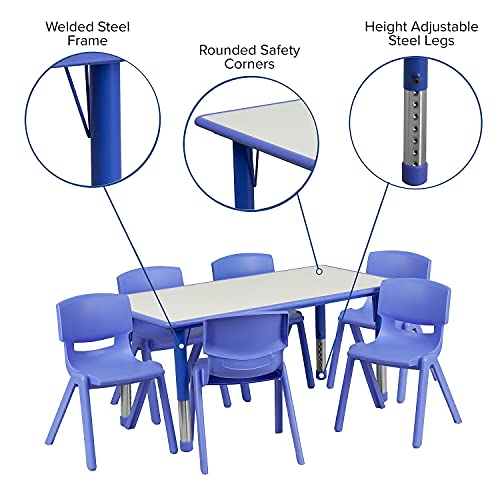 Emmy Adjustable Classroom Activity Table with 6 Stackable Chairs