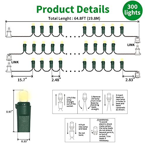 300 LED Warm White Christmas Lights (300 Count)