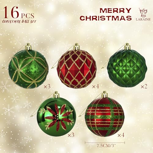 Christmas Balls Ornaments 16 Pcs Decorations for Christmas Tree