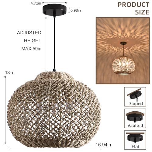 16.94”Rattan Pendant Light