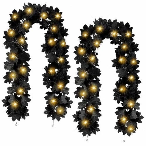 2 Pack 5.7FT Halloween Garlands with Yellow Lights (5.7 Foot)