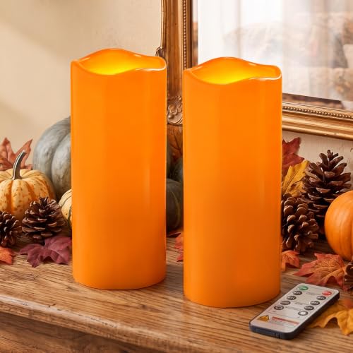 Large Orange Flameless Candles