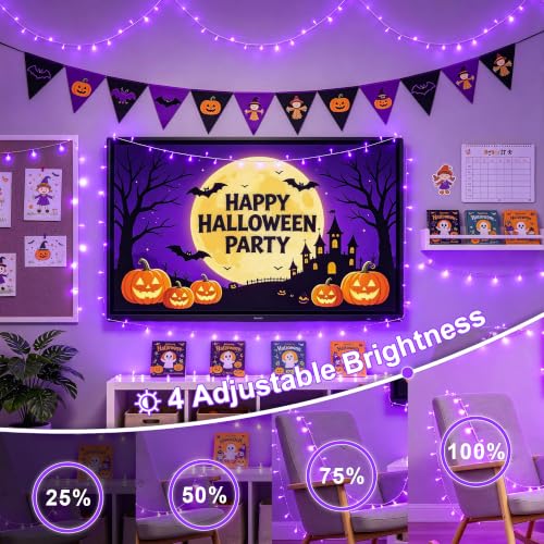 600 LED Purple Christmas Lights Indoor Outdoor Halloween Lights (168 Foot)