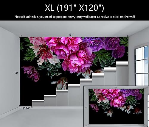 Purple Floral Wallpaper Peony Flower Wall Mural for Baby Bedroom