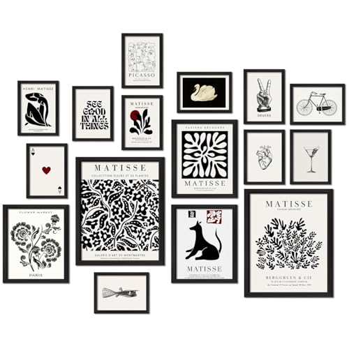 16 PCS Framed Black and White Wall Art Decor (16 Count)