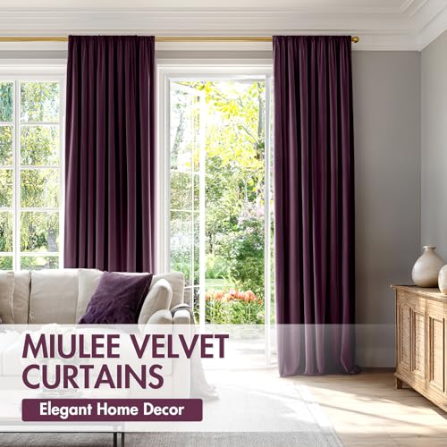 Purple Orchid Blackout Velvet Curtains Drapes 108 Inch Long 52"x108" (2 Count)