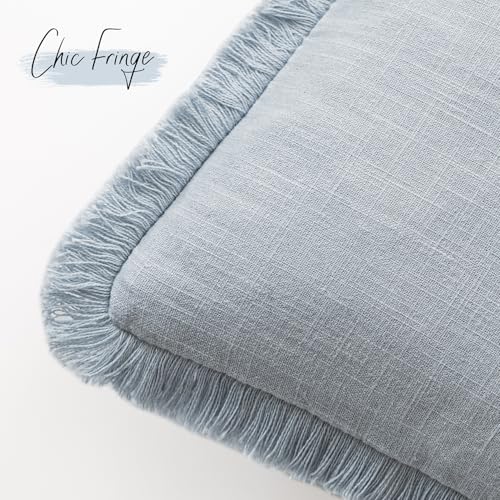 Decorative Linen Fringe Throw Pillow Covers 20×20 Inch (2 Count)